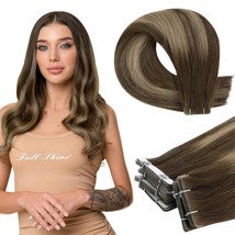 Intact Tape In Hair Extensions Color Medium Brown To Light Blonde Ombre Machine  - $50.99