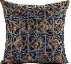 Blue Throw Pillow Covers 16&quot;x16&quot; Silk, Moroccan Blue - £25.25 GBP+