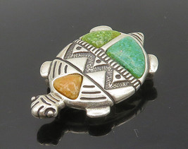 Carolyn Pollack Relios 925 Silver - Vintage Turquoise Turtle Brooch Pin - BP7268 - £145.79 GBP