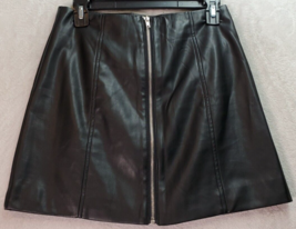 FOREVER 21 A Line Skirts Womens Small Black Leather 100% Polyester Front Zipper - £9.55 GBP