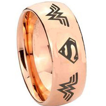 (New With Tag)Tungsten Carbide Dome Court Wonder Woman Superman Wedding Band Rin - $59.99