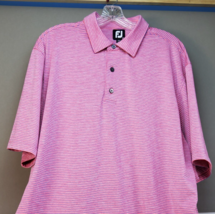 FJ Polo Shirt Men Size XL Pink Blue Striped Knit Short Sleeve Logo Slit Pullover - £15.09 GBP