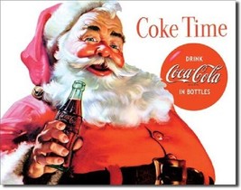 Coca Cola Coke Santa Classic Advertising Vintage Retro Style Metal Tin Sign New - £7.98 GBP