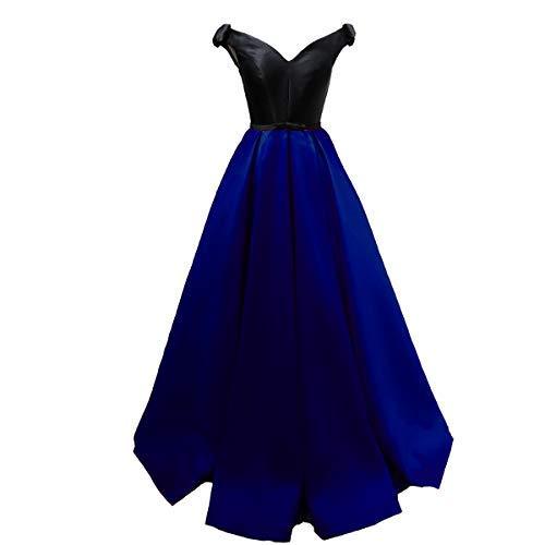 Off The Shoulder Black Top Long Formal Prom Evening Dresses Royal Blue US 12