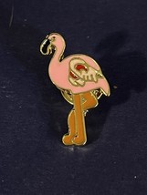 Pink Flamingo Brooch Lapel Hat Pin Enamel on Gold Tone Metal - £5.07 GBP