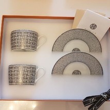 Hermes Mosaique au 24 Teacup 2 Set Platinum Silver Porcelain Tableware C... - £601.48 GBP
