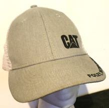 Caterpillar CAT Equipment Gray &amp; White Twill Mesh Snap back Trucker Cap/Hat - £7.16 GBP