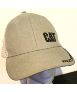 Caterpillar CAT Equipment Gray &amp; White Twill Mesh Snap back Trucker Cap/Hat - £7.15 GBP