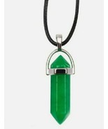  Emerald Green Crystal  Gemstone Quartz Pendant Necklace USA Seller - £7.74 GBP