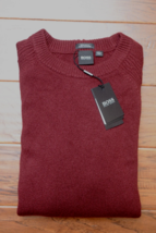 HUGO BOSS Uomo Banilo Regular Rosso Scuro 100% Cashmere Maglione Maglia L - $111.08