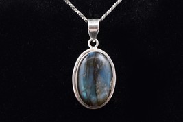 925 Sterling Silver Pendant Necklace Labradorite Gemstone Ethnic Jewelry PS-1389 - £53.11 GBP