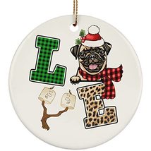 hdhshop24 Pug Dog Love Christmas Ornament Gift Pine Tree Decor Hanging, Funny Pu - £15.60 GBP