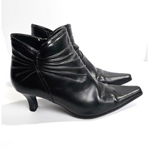 Womens Predictions Black Ankle Boot Size 8 Side Zip Pleated Around Ankle... - £16.78 GBP
