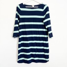NWT J. Crew Stripe Shirttail Straight Shift Dress Blue Teal 3/4 Sleeves Paris S - £18.31 GBP