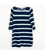 NWT J. Crew Stripe Shirttail Straight Shift Dress Blue Teal 3/4 Sleeves ... - $31.53 CAD