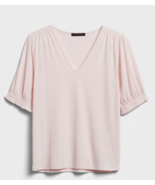 Banana Republic Smocked Crepe Top Pink Large - $379.83 MXN