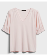 Banana Republic Smocked Crepe Top Pink Large - £15.94 GBP