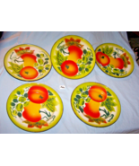5 Vintage Enameled Metal Granite Ware Farmhouse Fruit Pattern Plates-Est... - $61.74 CAD