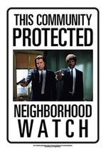 This Community Protected By Pulp Fiction Movie Photo Tin Sign Poster NEW UNUSED - £5.50 GBP