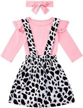 Toddler Girls Outfits 3PCS Long Sleeve Ruffle  (Leopard-print,Size:12-24 Mouths) - £10.77 GBP
