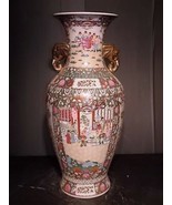 VINTAGE HAND PAINTED FAMILLE ROSE MEDALLION CHINESE PORCELAIN 36&quot; FLOOR ... - $15,053.95 MXN