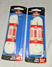 2 Pair Kiwi Sport Flat White Shoe Laces 45 Flat &amp; 54 Oval inch New In Pa... - $8.79
