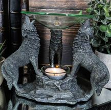 Moonlight Three Howling Wolves Candle Oil Warmer Or Wax Tart Burner Figu... - $27.99