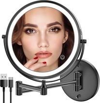 Rocollos Rechargeable Wall Makeup Mirror 1X/10X Magnification Premium Black, 8 - £51.93 GBP