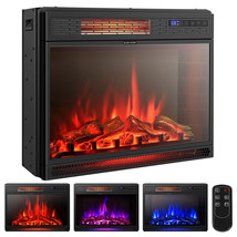 25&quot; Electric 1350W Fireplace Freestanding &amp; Recessed Heater Log Flame Re... - £218.26 GBP