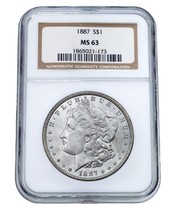 1887 Silver Morgan Dollar Graded by NGC as MS-63 - $147.79