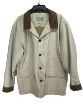 L.L. Bean Mens Chore Barn Jacket Coat Quilted Lined Tan Corduroy Collar ... - £49.76 GBP