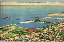 Aerial View Linen Postcard St Petersburg Waterfront Florida Postmarked 1939 - £8.73 GBP