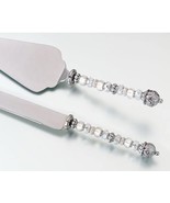 Lillian Rose Set Silver Metal Cake Knife &amp; Pie Server Glass Beads Wedding - $54.25 CAD