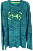 Mens Under Armour Shirt Loose Fit Athletic Long Sleeve Heatgear Teal Gre... - £16.23 GBP