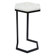 47th &amp; Main Modern Hexagon Marble Top Table for Living Room, 13&quot; L x 11&quot; W x 22&quot; - £109.53 GBP
