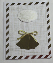 Stampin Up! Handmade card Cream Gold Wedding Best Wishes Bells Foil w/envelope - $6.12