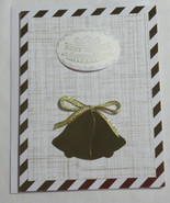 Stampin Up! Handmade card Cream Gold Wedding Best Wishes Bells Foil w/en... - $10.46 CAD