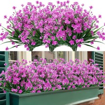 Temchy Artificial Outdoor Flowers, 8 Bundles Fake Uv Resistant Foliage, Fuchsia - £28.15 GBP