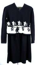 VTG 70s Schrader Sport NWT Sweater Set Intarsia Leaves Black &amp; White  M/L - $87.07
