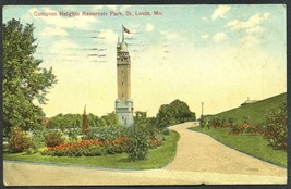 1909 Compton Heights Reservoir POSTCARD St. Louis MO Postmarked - £14.63 GBP