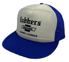 Vintage Lubbers Chevrolet Hat Cap Snap Back Blue Mesh Trucker Cheney KS One Size - £15.63 GBP
