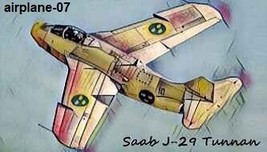 Vintage Warplane Saab J-29 Tunnan Magnet #07 - $100.00