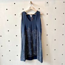 S - Dries Van Noten Dark Blue Silk Embroidered Sleeveless Shift Dress 1202NB - £67.78 GBP