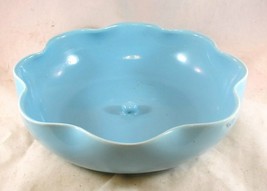 Blue California Pottery Ruffled Bowl with Final Bump in Middle of Bowl - £10.75 GBP