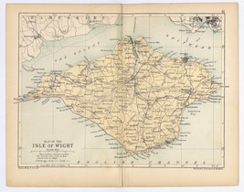 1898 Antique Map Of Isle Of Wight County / Newport Ryde Ventnor / England - £22.23 GBP