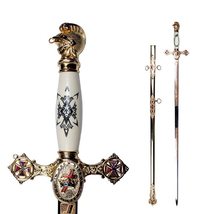 Munetoshi 31&quot; Masonic Knights Templar Ceremonial Sword Gold Fittings Red Crosses - £124.25 GBP