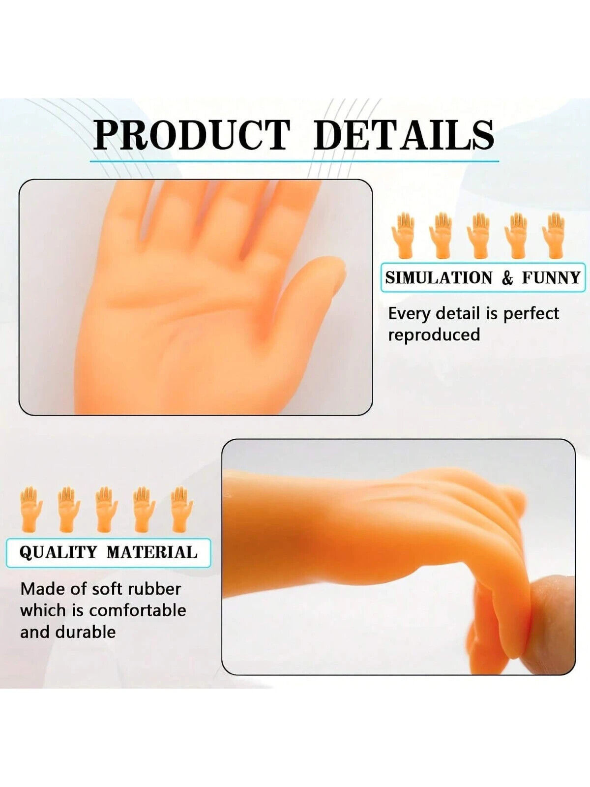 Novelty Gift Mini Finger Puppets 2pcs Realistic Tiny Hands for Fun Gags Party Item image 5