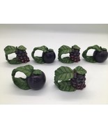 Set of 6 Vintage Fruit Shaped Napkin Rings Grapes and Plum - $462.42 MXN