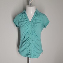 Nue Options Button Up Cute Collared Blouse ~ Sz M ~ Sleeveless ~ Teal Green - £15.56 GBP