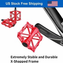 Red Mountain Bike Pedals 9/16&quot; Aluminum Mtb Bmx Sealed Bearing Bicycle P... - £20.43 GBP